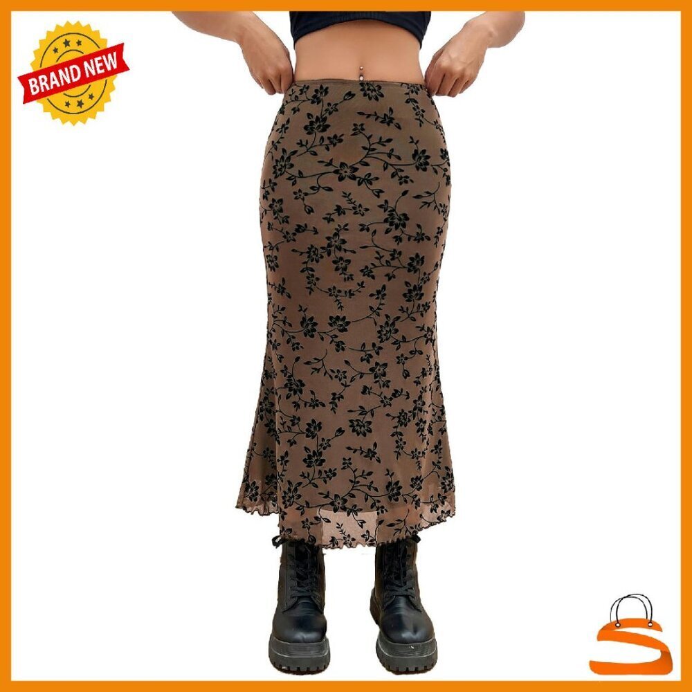High Waisted Mesh Bodycon Skirt Fishtail Hem Y2K Style